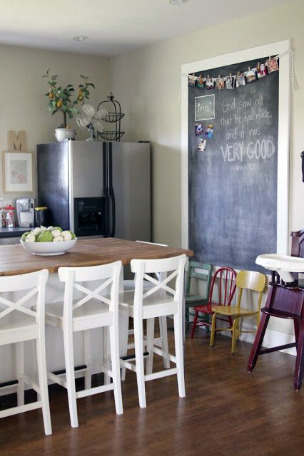 Large Custom Size Chalkboard In Kitchen and Dining Area