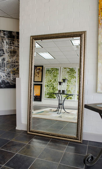 Floor mirror with gold frame
