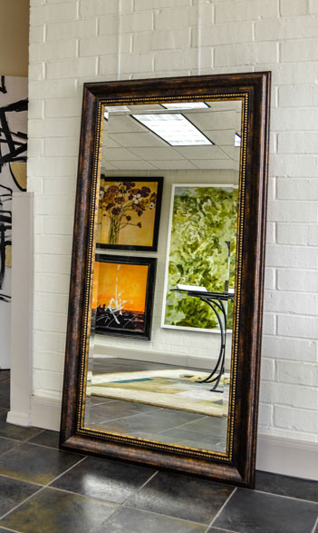 Gold brown floor mirror