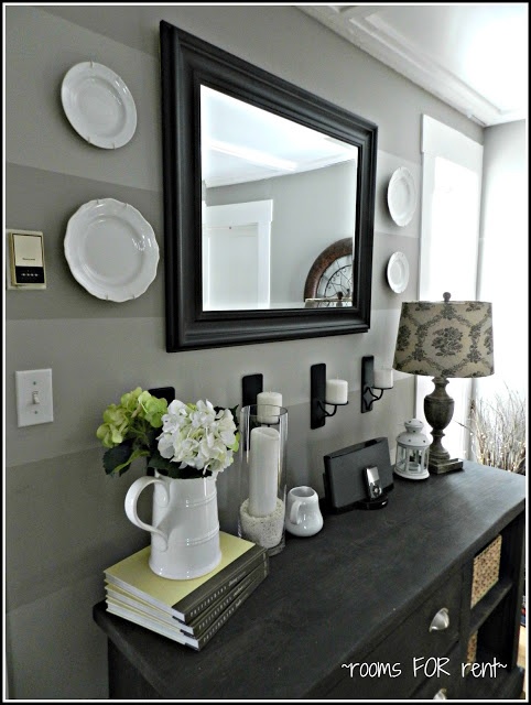 Black framed mirror for home entry decoration