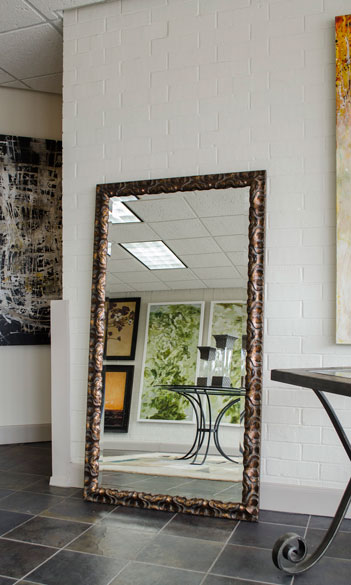 Large floor mirror with unique frame