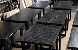 Charleston Table - 9 rustic black finish tables going to a trendy fried chicken restaurant in Maryland