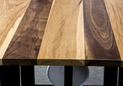 Selma Table - Hickory table top with two walnut stripes