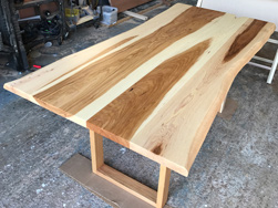 Hudson Table - Hickory table top with live edge cut on hickory square base