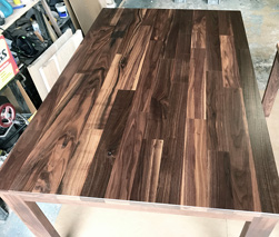 Liberty Table - Wood floor pattern walnut table top on walnut base