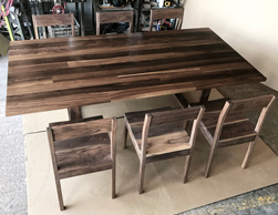 Liberty Table - Wood floor pattern table set with walnut chairs