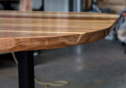 Murphy Table - Bevel cut on an asymmetrical table top made from hickory, walnut, mahogany