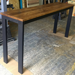 Florence Table - counter height table 36 inch high with alder table top and black 4 corner base