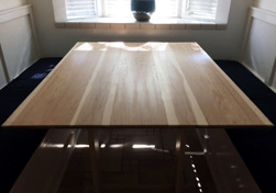 Bastrop Table - Hickory table top with bevel cut for a customer kitchen banquette