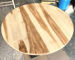 Tyler Table - Large round hickory table on black base