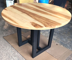 Tyler Table - Large round hickory table on black base