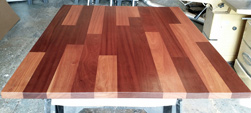 Robinson Table - Wood floor pattern table top in mahogany