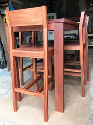 Bandera Table - Bar height mahogany table set with matching stools