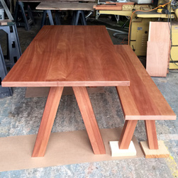 Bandera Table - Mahogany table and base with matching bench