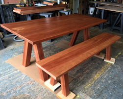 Carson Table - Mahogany table and matching bench set for a custom home in Florida
