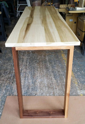 Cleveland Table - Counter height poplar table top with clear finish and walnut base