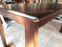 Burke Table - Bronze walnut finish table and base with bullnose edges