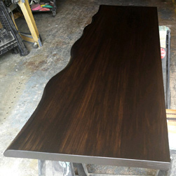 Boston Table - Bronze walnut finish table top with optional live edge cut on one side only for a work desk