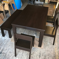 Boston Table - Bronze walnut finish table set with chairs and bench
