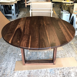 Katy Table - 60 inch wide round walnut table top and base