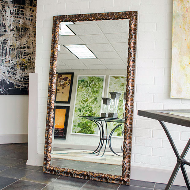 Large Mirror Above Modern Bath In Small Modern Bathroom With Stock