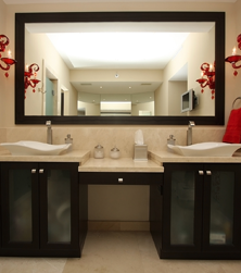 Large wide black frame for bathroom mirror