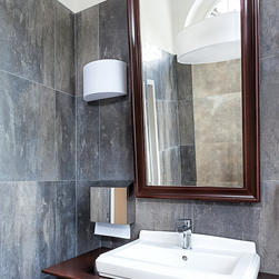 Bathroom mirror in wood finish frame