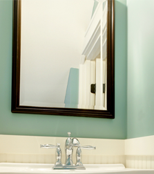 Vertical bathroom mirror with espresso frame