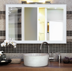 Large white frame for bathroom mirror