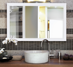 Custom size mirror with white frame