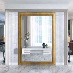 Custom size large gold framed mirror