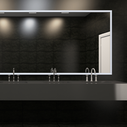 Mirror with white frame for bathroom