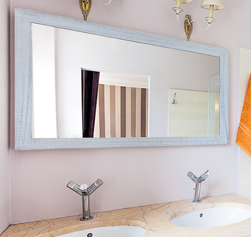 Beach house mirror with rustic white frame