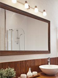 Large mirror with espresso wood frame