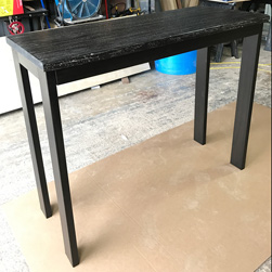 Charleston Table - Small and narrow counter height table with rustic table top and dark espresso base