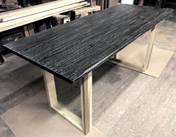 Charleston Table - Rustic black finish table top on poplar base with clear finish