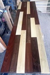 Havana Table - Long and narrow table top design with mixture of walnut, poplar, mahogany