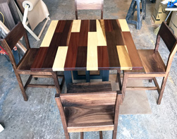 Havana Table - Square counter height Havana table set with walnut stools