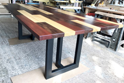 Havana Table - Walnut poplar mahogany table top on black base