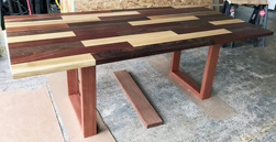 Havana Table - Multi-wood table top on mahogany square base