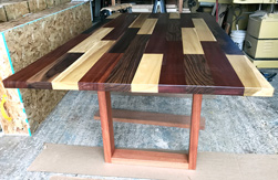 Havana Table - Multi-wood table top on mahogany square base