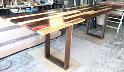 Havana Table - Table top made with walnut, mahogany, and poplar with walnut legs