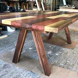 Havana Table - Large Havana table top on custom 4x4 walnut V base