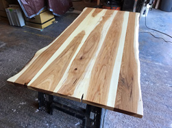 Hudson Table - Pecan hickory table top with live edge cut