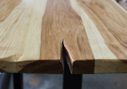 Hudson Table - V cut on hickory table top