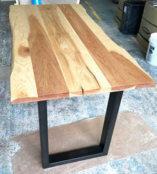 Hudson Table - Hickory table top with live edge cut on black base