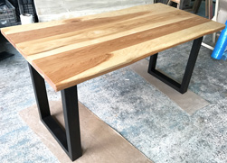 Hudson Table - Hickory table top with live edge cut on black base