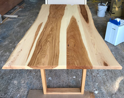 Hudson Table - Hickory table top with live edge cut on hickory square base