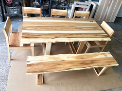 Hudson Table - Rustic hickory table set with matching chairs and bench