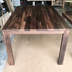 Liberty Table - Wood floor pattern walnut table top on walnut base